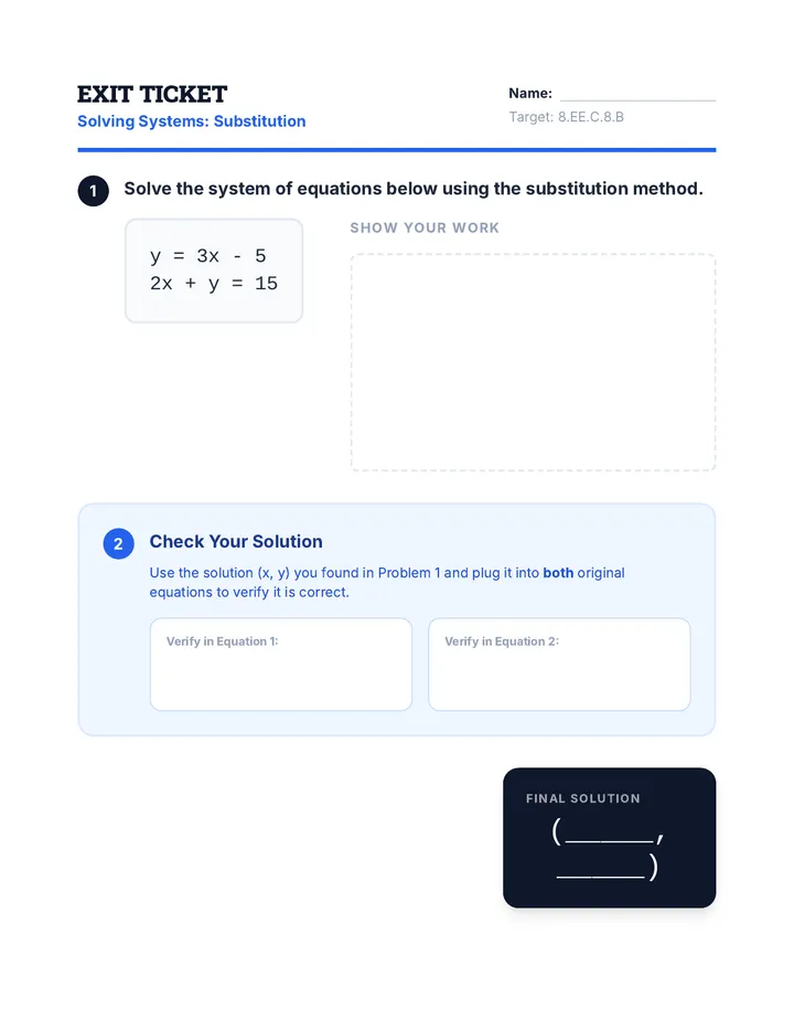 System Solve Exit Ticket