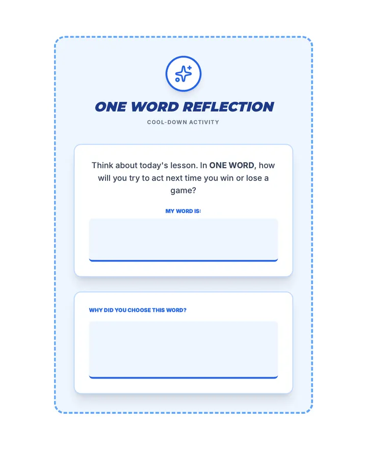 One Word Reflection Cool Down