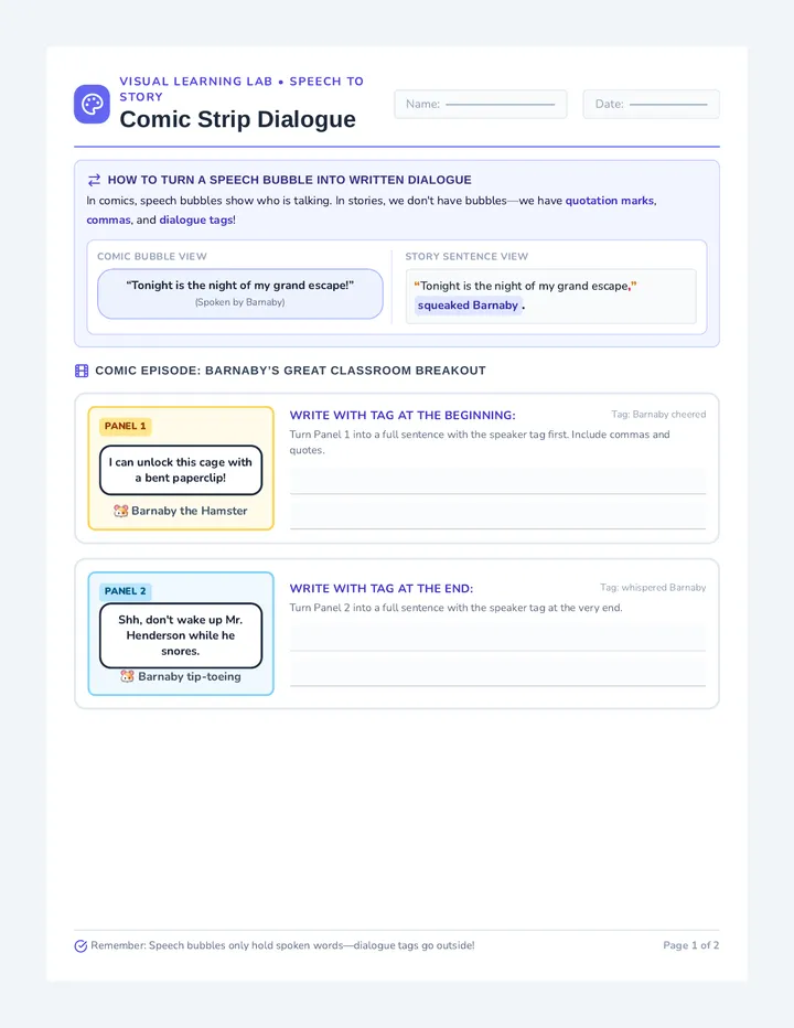 Comic Strip Dialogue Activity