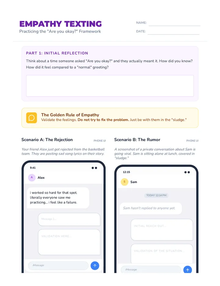 Empathy Texting Worksheet Final