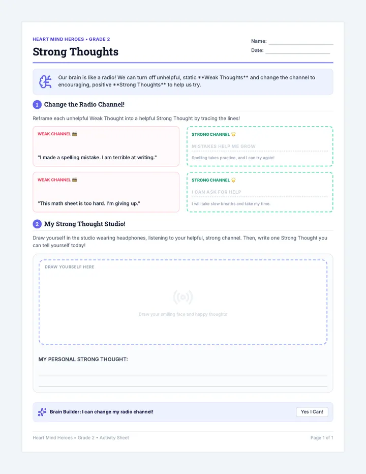 Strong Thoughts Worksheet