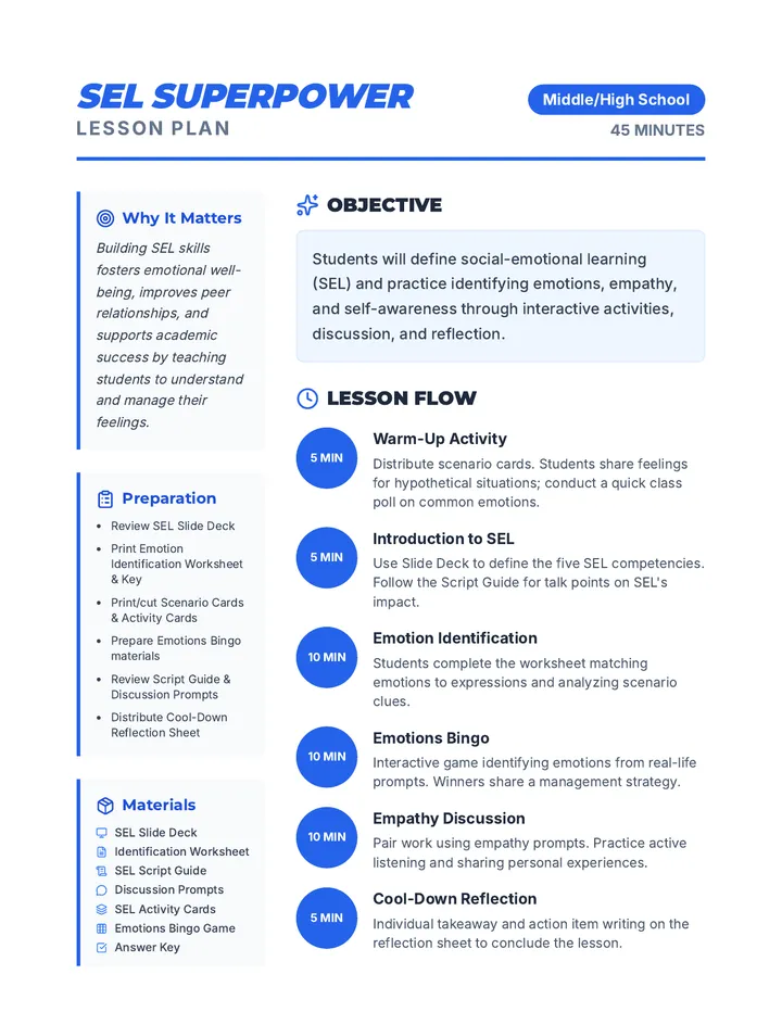 SEL Superpower Lesson Plan