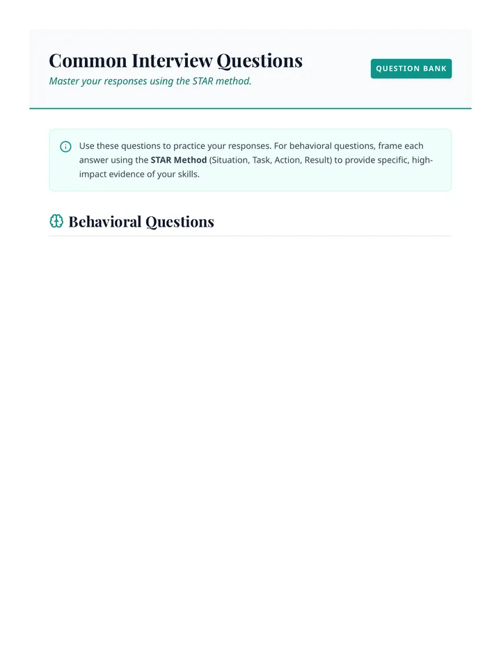 Common Interview Questions Handout