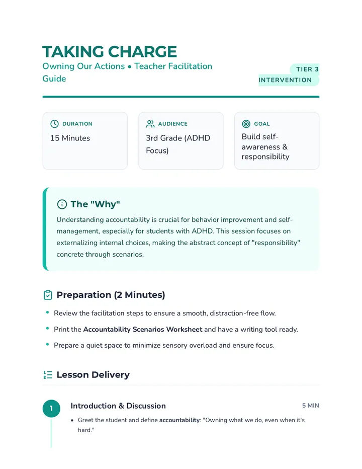 Taking Charge Lesson Plan