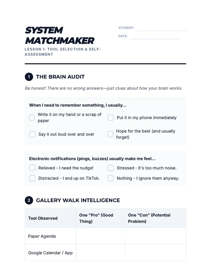 System Matchmaker Worksheet