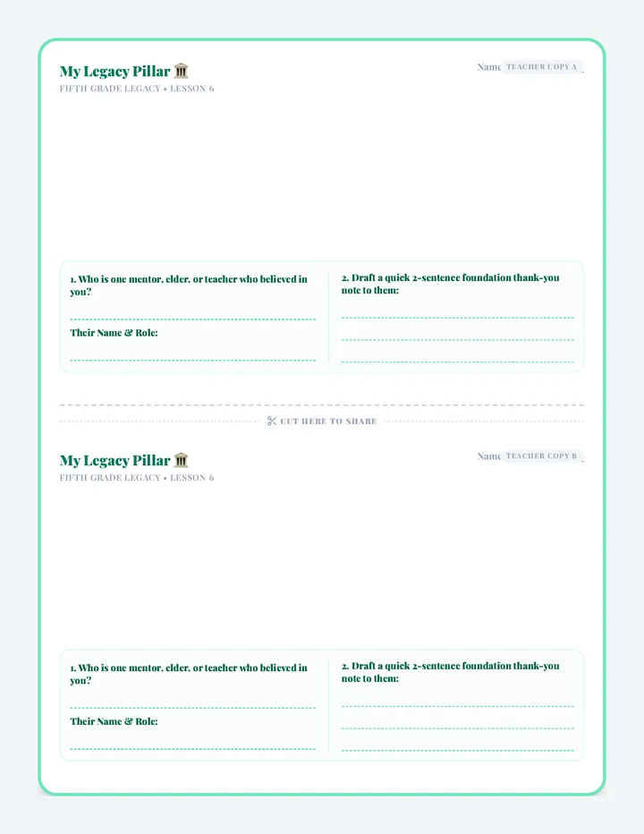 Fifth Grade Legacy Exit Ticket