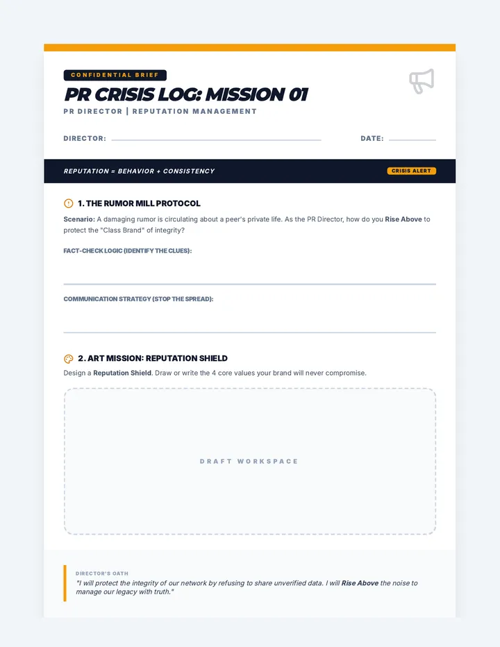 Rising Above PR Activity Sheet