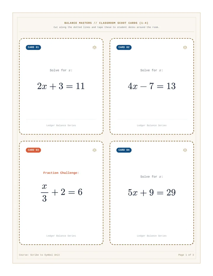 Balance Masters Scoot Cards