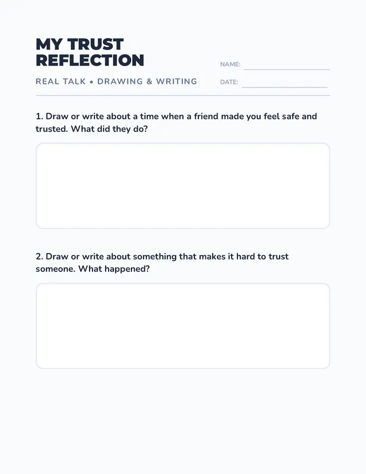 Trust Reflection Worksheet