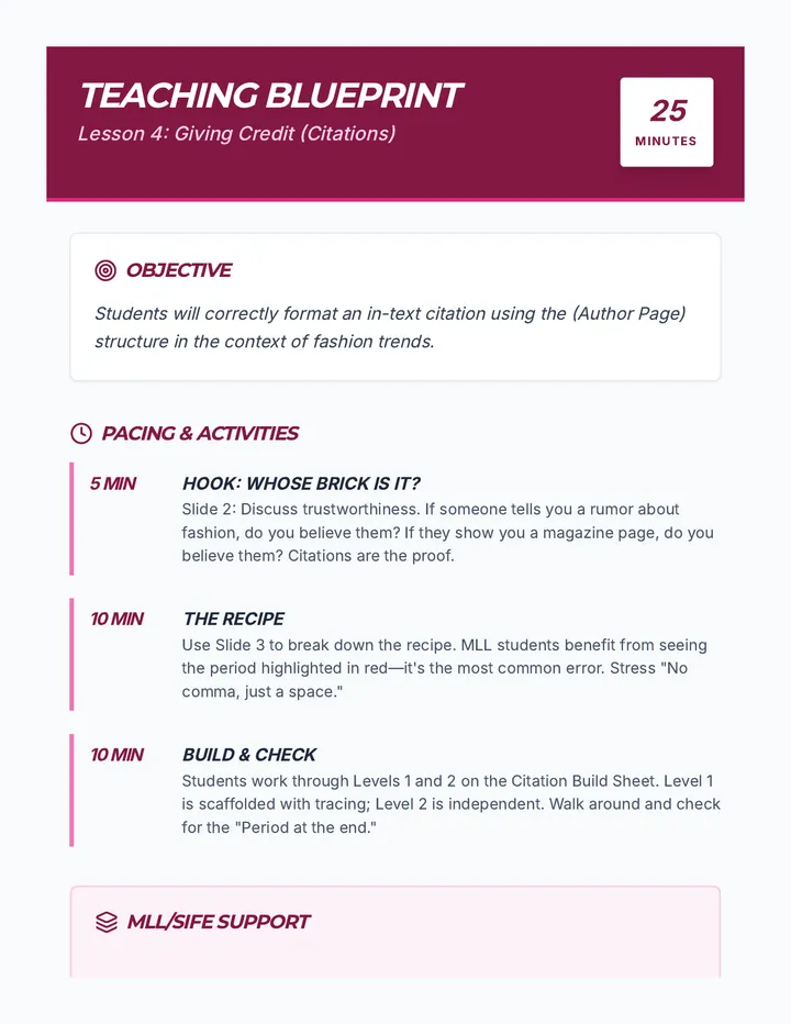 Lesson 4 Teacher Blueprint Credit