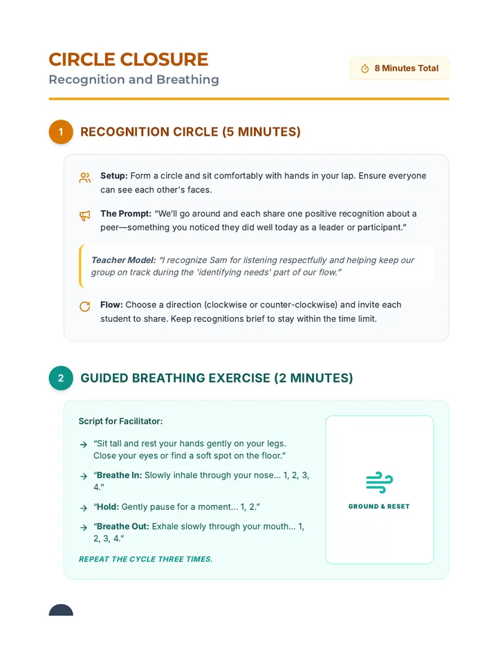 Recognition Circle and Breathing Cool-down