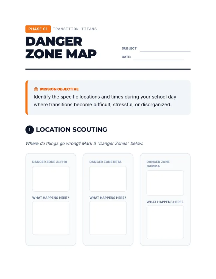 Danger Zone Map Worksheet