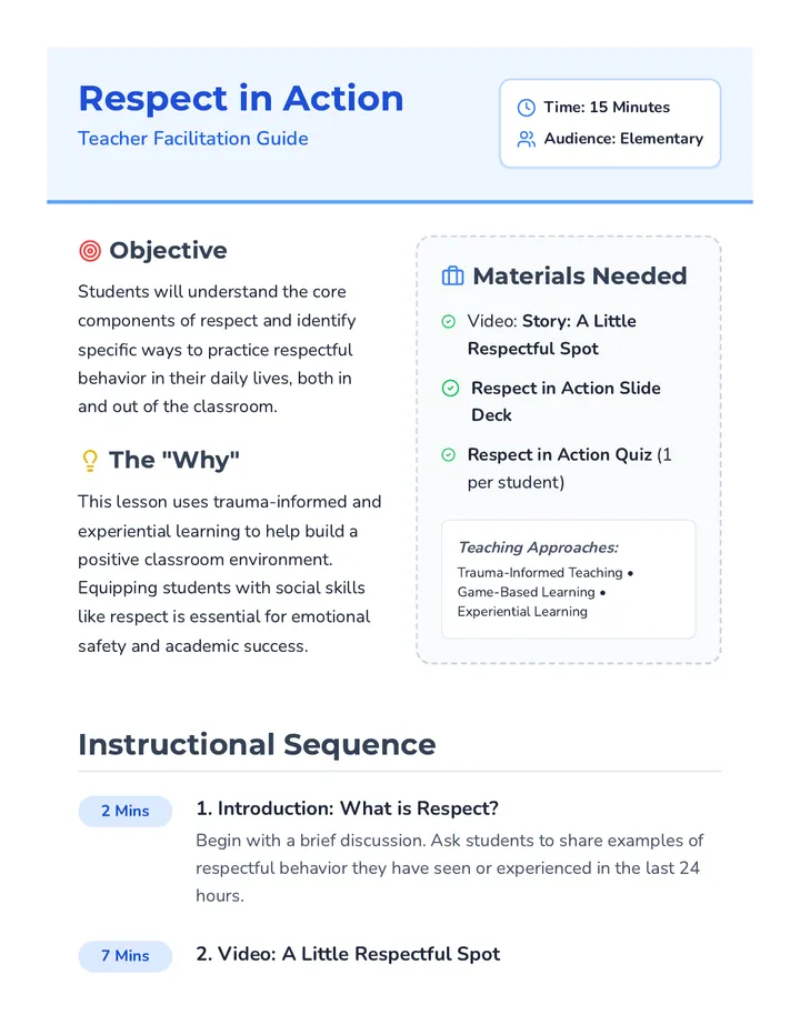 Respect in Action Lesson Plan