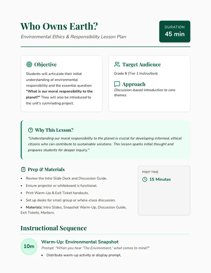 Who Owns Earth Lesson Plan