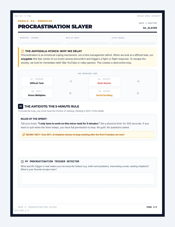 Procrastination Slayer Worksheet