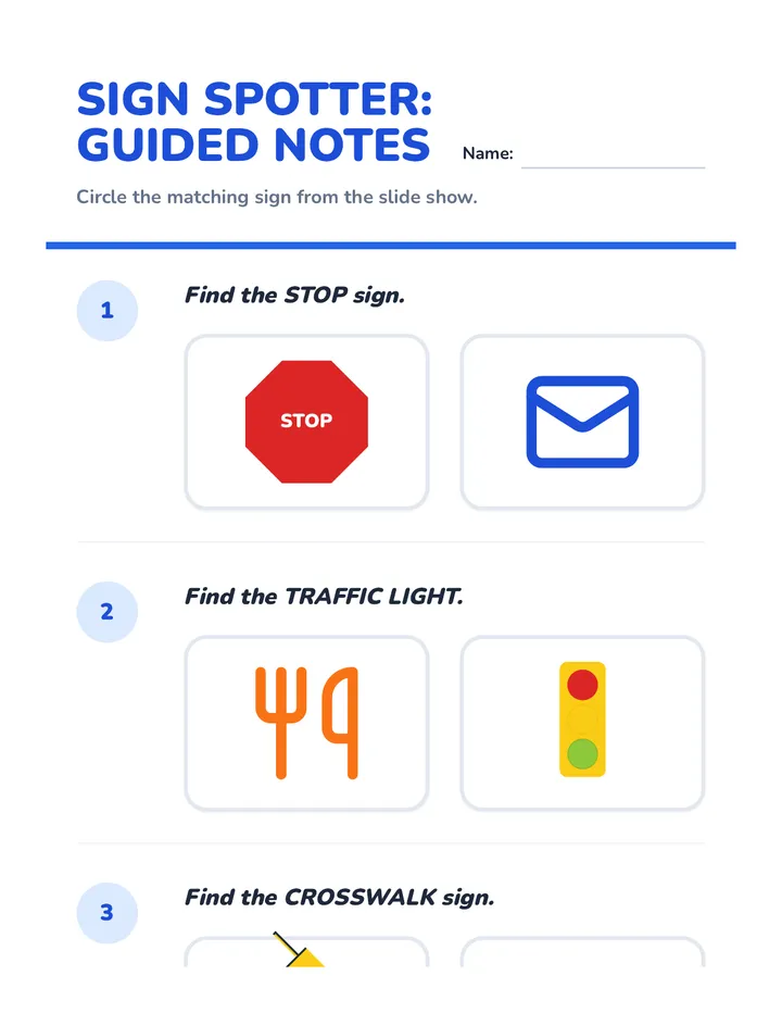 Sign Spotter Guided Notes