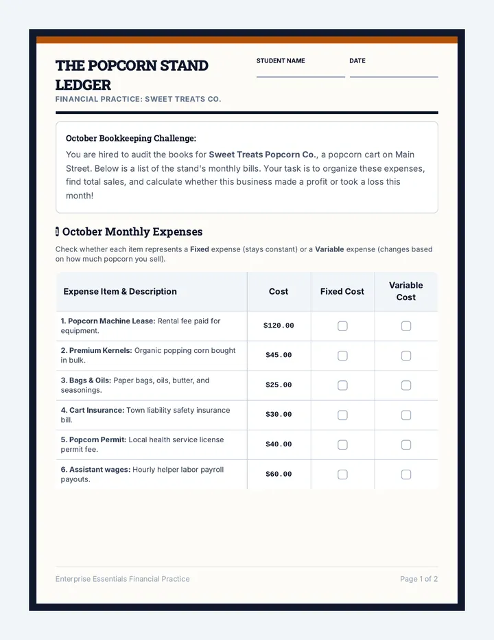 Ledger Practice Worksheet