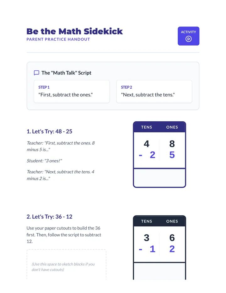 Math Sidekick Practice Handout