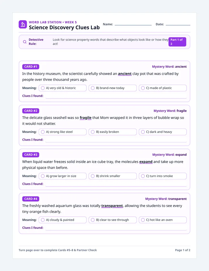 Discovery Clues Lab Activity