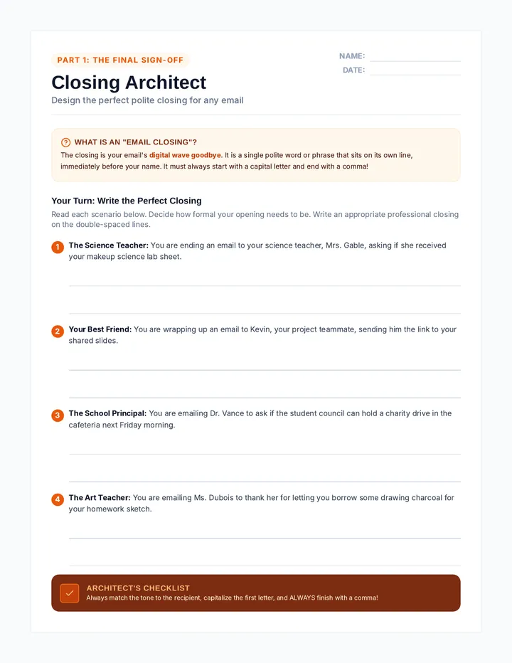 Closings Worksheet
