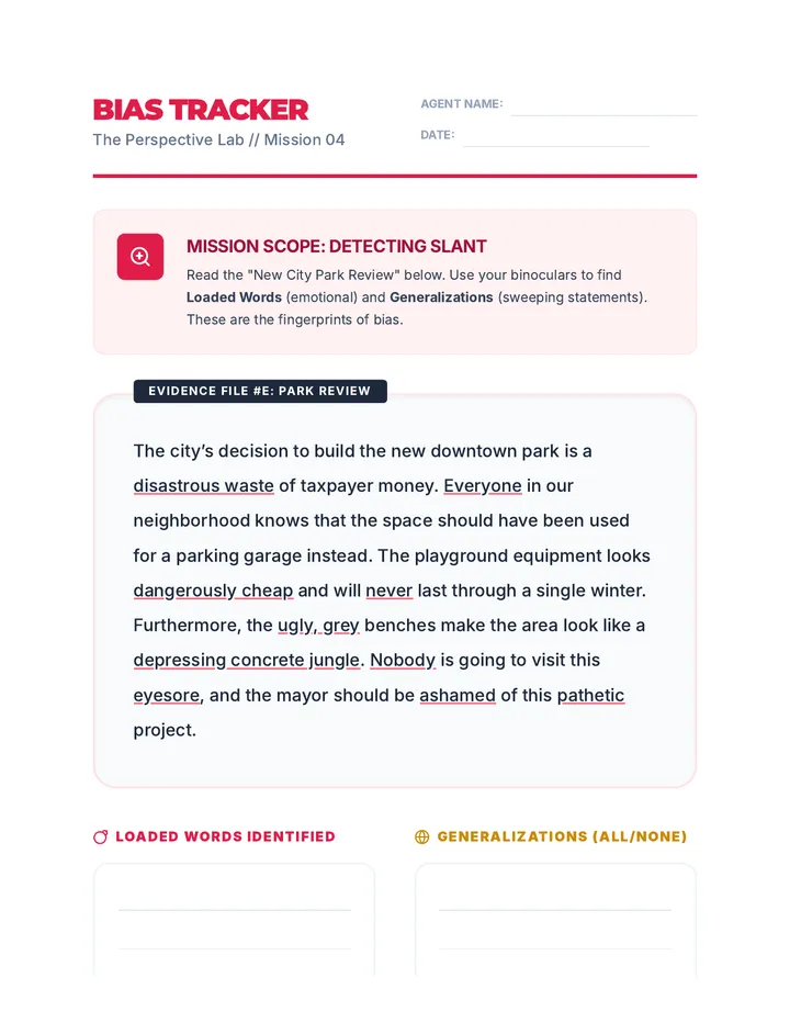 Bias Tracker Worksheet