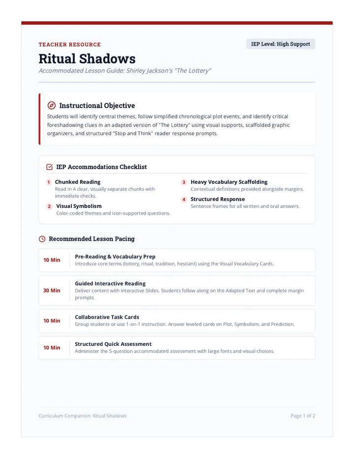Ritual Shadows Teacher Guide