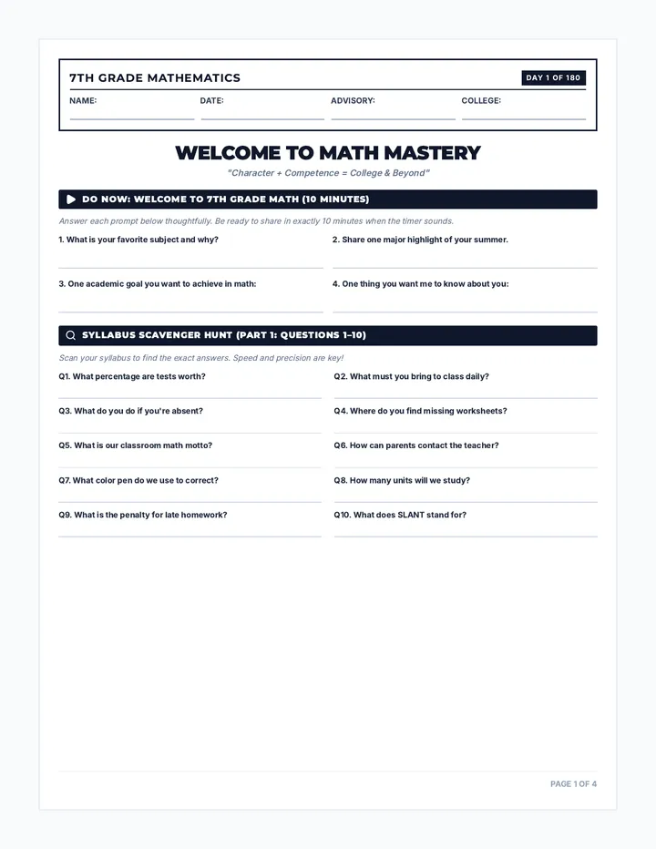 Day 1 Student Packet