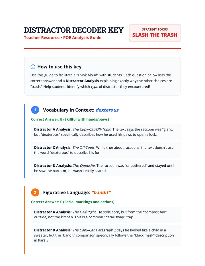 Distractor Decoder Key