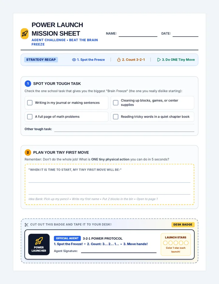 Power Launch Mission Sheet
