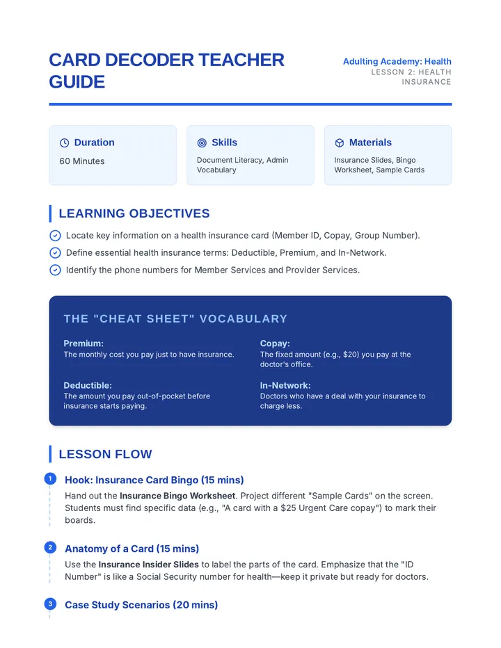 Card Decoder Teacher Guide