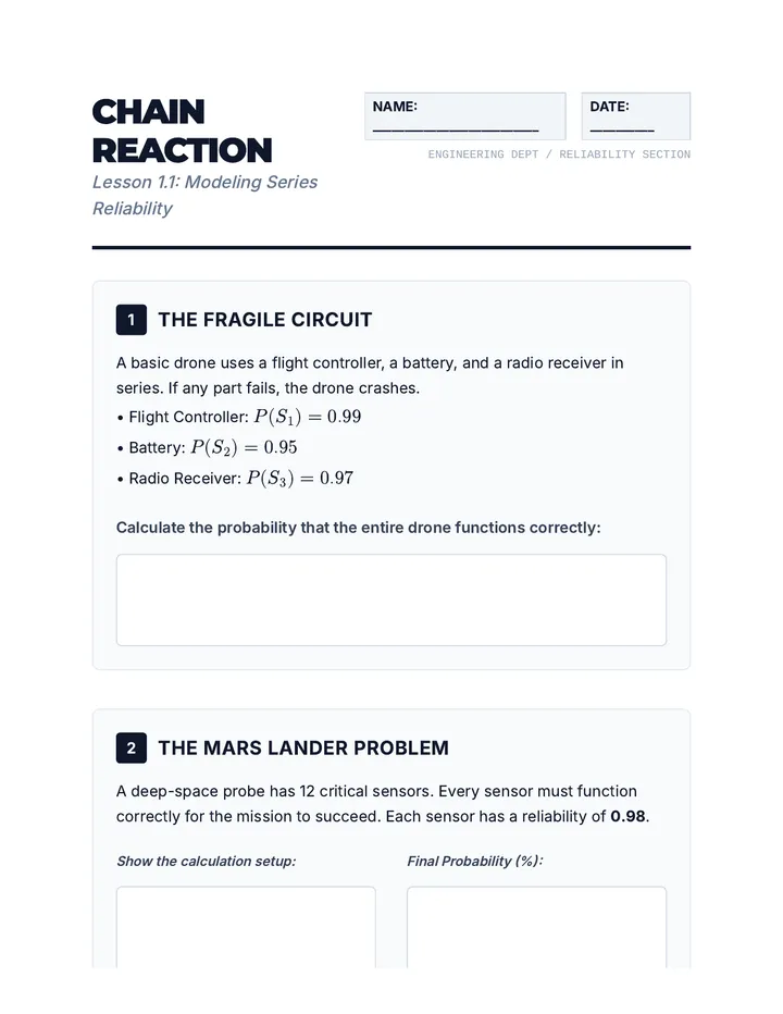 Chain Reaction Worksheet
