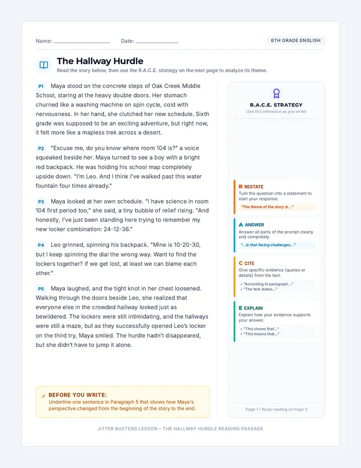 Hallway Hurdle Worksheet