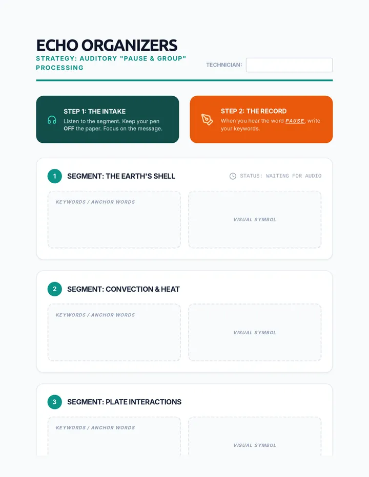 Echo Organizers Worksheet