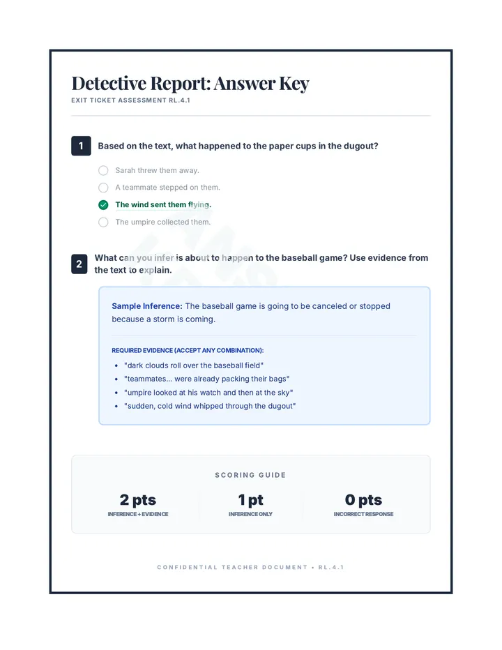 Text Evidence Answer Key