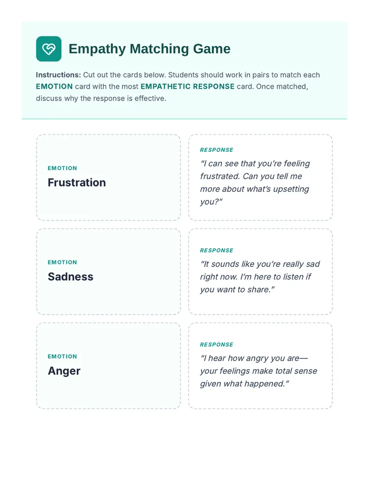 Empathy Matching Cards