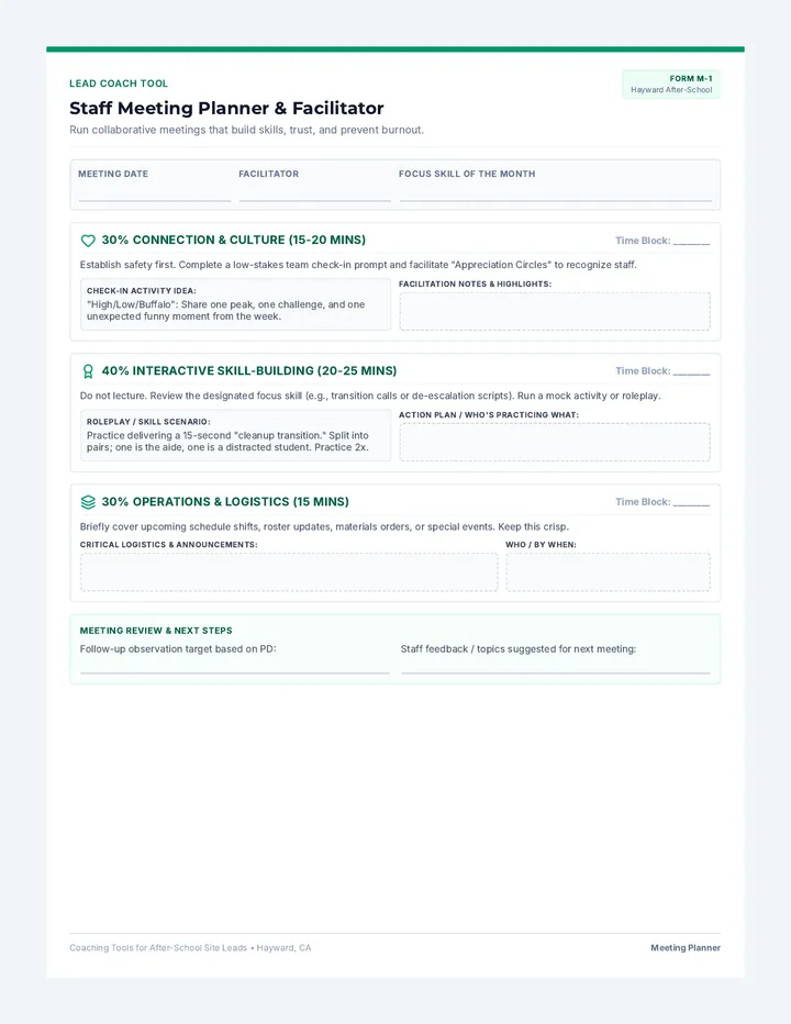 Staff Meeting Planner