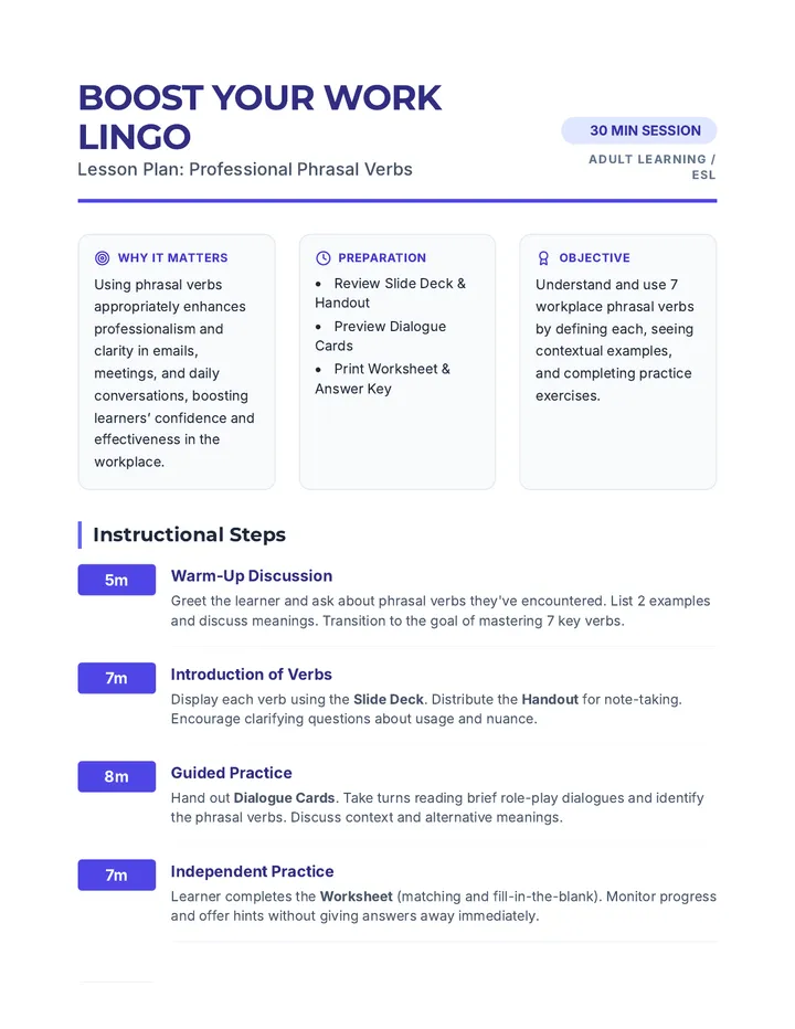 Work Lingo Lesson Plan