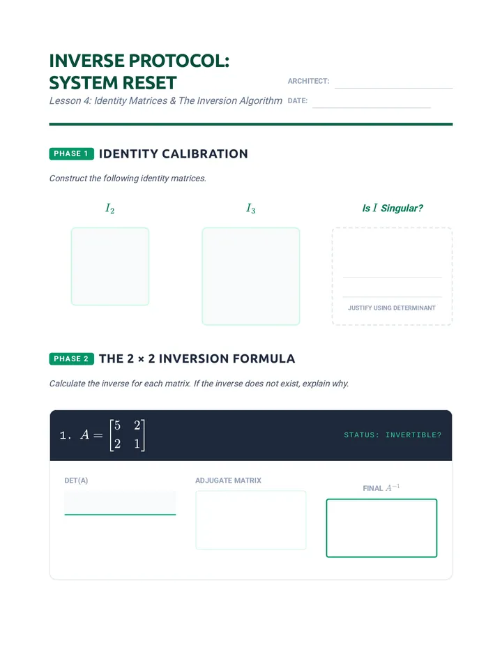 Inverse Undo Worksheet