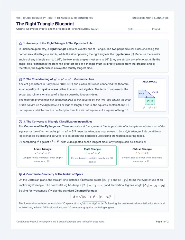 Right Triangle Blueprint Reading Handout