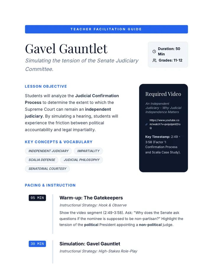 Gavel Gauntlet Teacher Guide