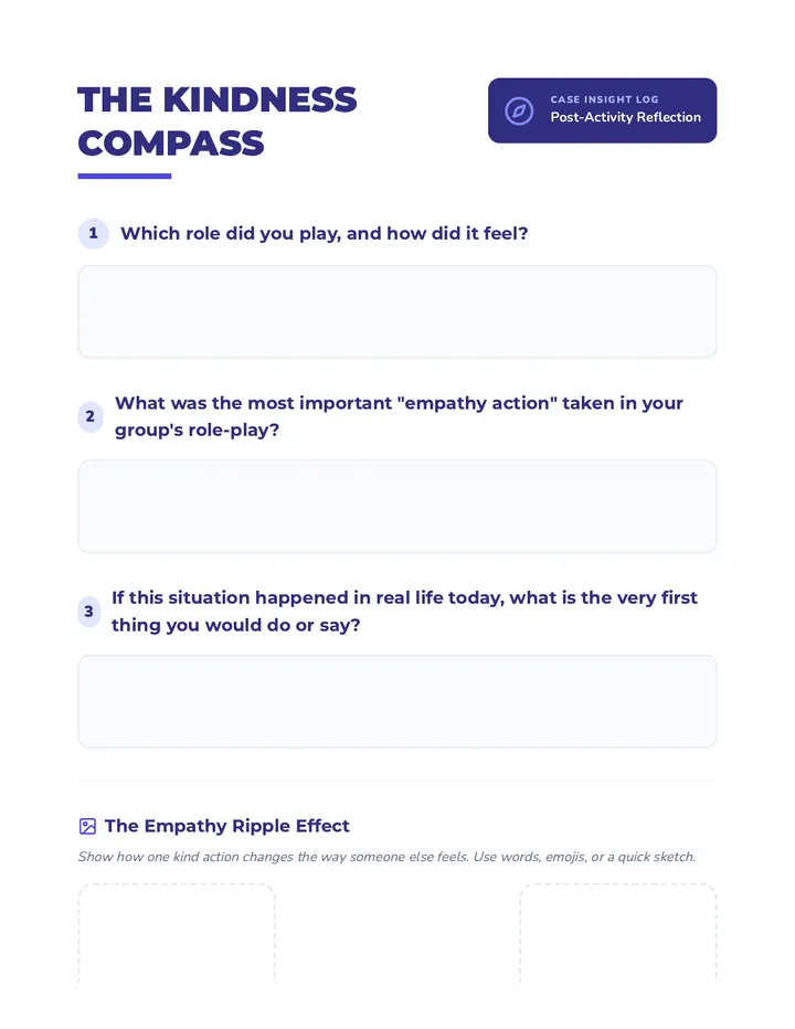 Kindness Compass Reflection Worksheet