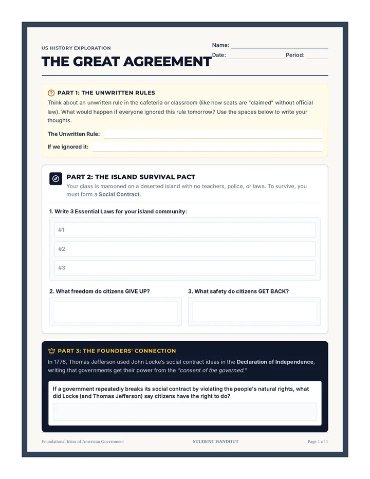 Great Agreement Activity Sheet