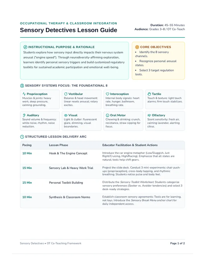 Sensory Detectives Lesson Guide