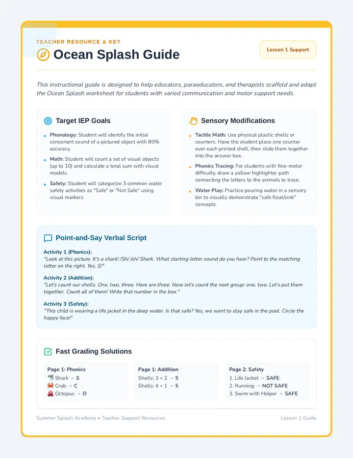 Ocean Splash Teacher Guide
