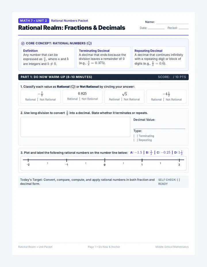 Rational Realm Worksheet
