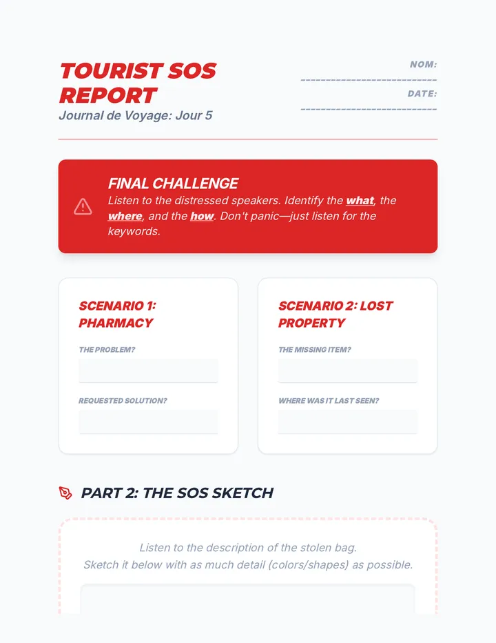 Tourist SOS Worksheet