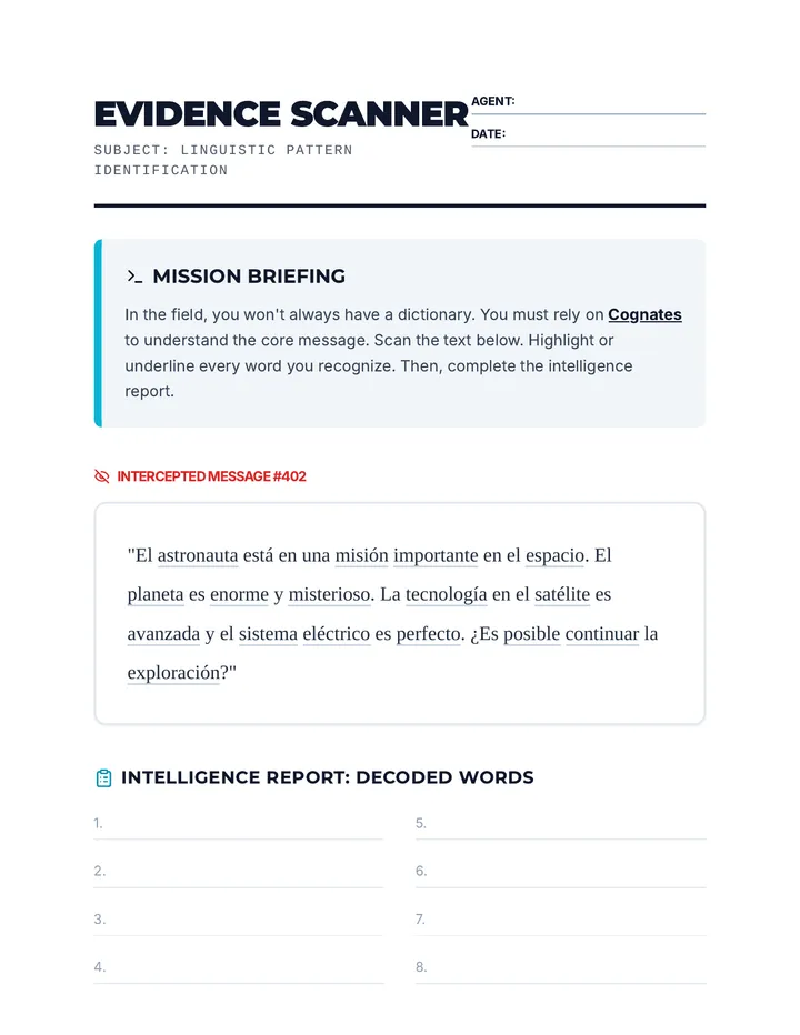 Evidence Scanner Worksheet