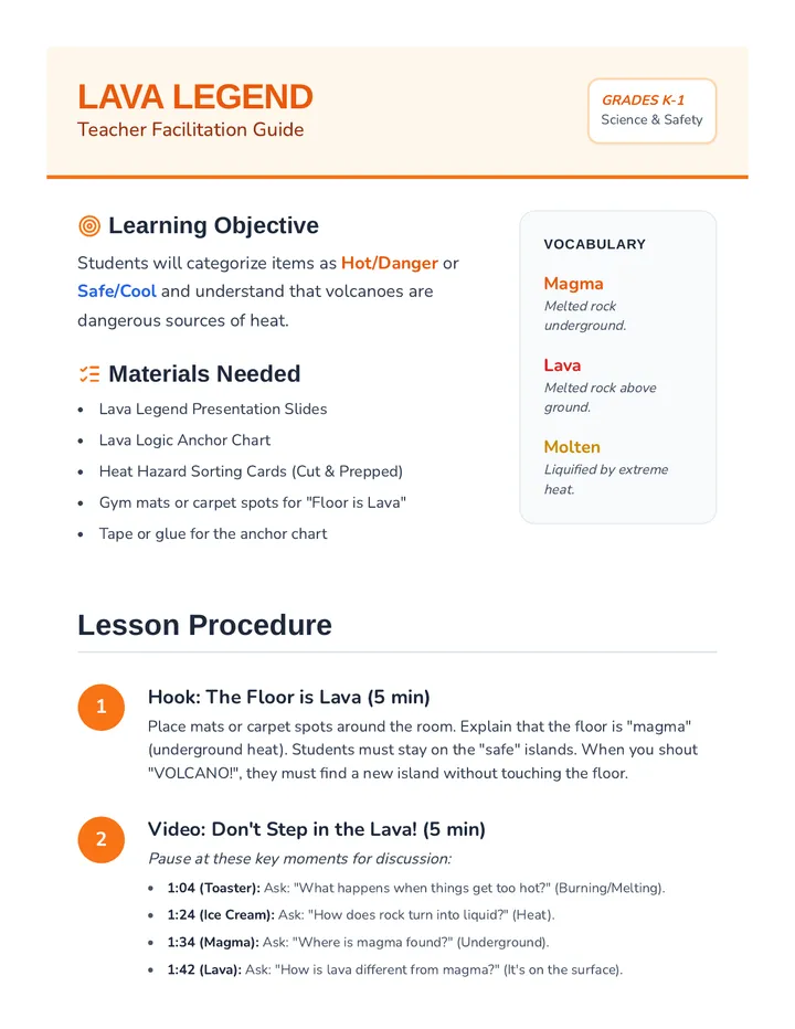 Lava Legend Teacher Guide