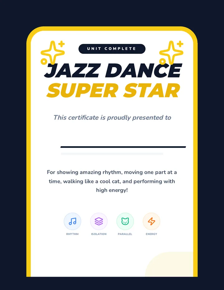 Jazz Star Certificate