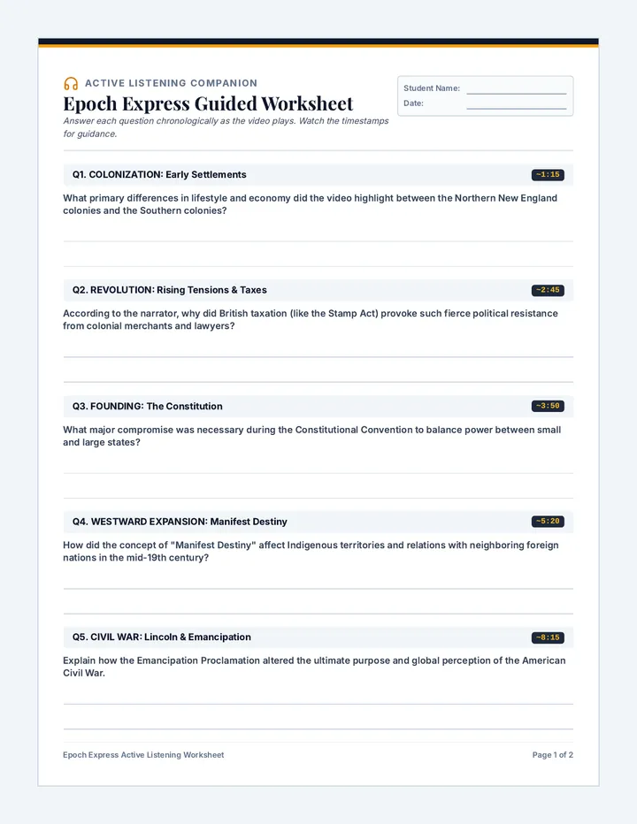 Epoch Express Guided Worksheet
